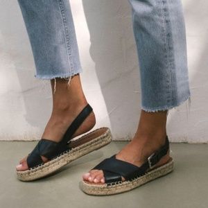 ALOHAS Crossed platform sandals espadrille black